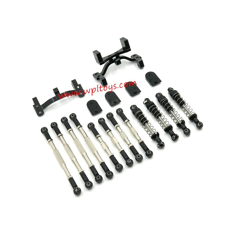 WPL C34 Upgrade Parts Metal Tie Rods, Shocks, Tie Rod Holders Black
