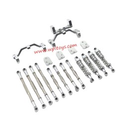 WPL C34 Upgrade Parts Metal Tie Rods, Shocks, Tie Rod Holders Silver