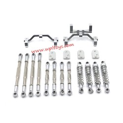WPL C34 Upgrade Parts Metal Tie Rods, Shocks, Tie Rod Holders Silver