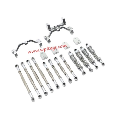 WPL C44 Upgrade Parts Tie Rod, Shock Absorber, Tie Rod Holder silver