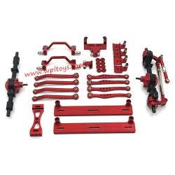 WPL C64 Upgrade Parts Front and Rear Axle Foot Pedals Tie Rods Shock Mounts Servo Mount Set red