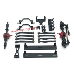 WPL C64 Upgrade Parts Front and Rear Axle Foot Pedals Tie Rods Shock Mounts Servo Mount Set black