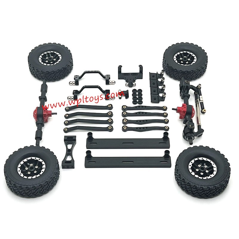 WPL C64 Upgrade Parts Foot Pedals, Hub, Tie Rod, Shock Mount, Servo Mount Kit Black