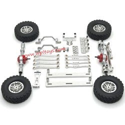 WPL C64 Upgrade Parts Foot Pedals, Hub, Tie Rod, Shock Mount, Servo Mount Kit Silver