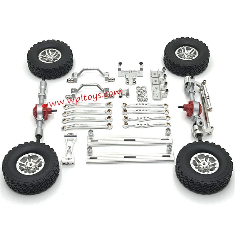 WPL C64 Upgrade Parts Foot Pedals, Hub, Tie Rod, Shock Mount, Servo Mount Kit Silver