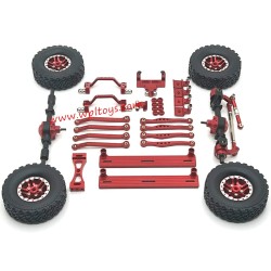WPL C64 Upgrade Parts Foot Pedals, Hub, Tie Rod, Shock Mount, Servo Mount Kit Red