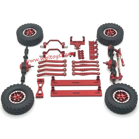 WPL C64 Upgrade Parts Foot Pedals, Hub, Tie Rod, Shock Mount, Servo Mount Kit Red