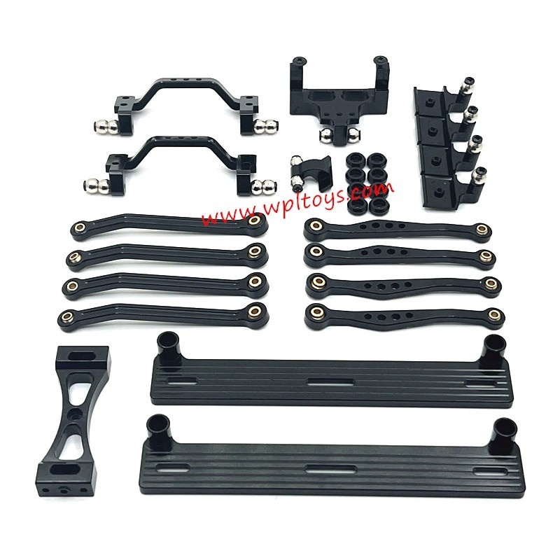 WPL C64 Upgrade Parts Foot Pedal Tie Rod Shock Mount Servo Mount Set black