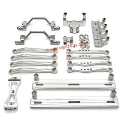 WPL C64 Upgrade Parts Foot Pedal Tie Rod Shock Mount Servo Mount Set silver