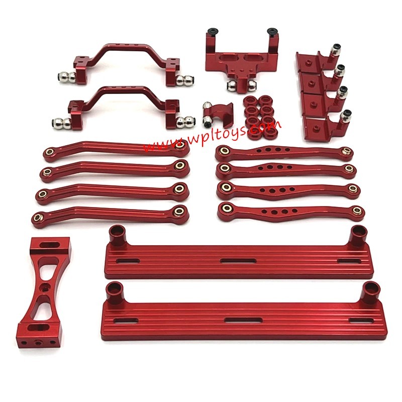 WPL C64 Upgrade Parts Foot Pedal Tie Rod Shock Mount Servo Mount Set red