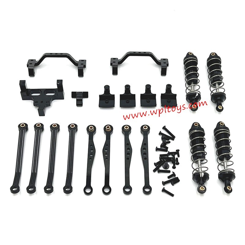 WPL C64 Upgrade Parts Tie Rods, Shock Mount, Tiller Tie Rod Holder, Shock Absorber Black