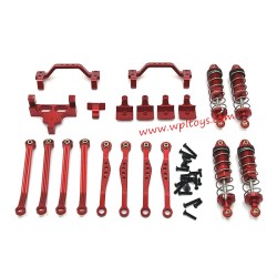 WPL C64 Upgrade Parts Tie Rods, Shock Mount, Tiller Tie Rod Holder, Shock Absorber Red