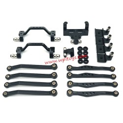 WPL C64 Upgrade Parts Foot Pedal, Tie Rod, Shock Mount, Servo Mount, Tie Rod Holder Black