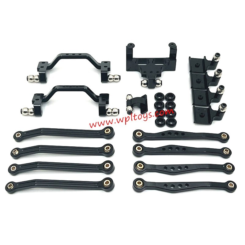 WPL C64 Upgrade Parts Foot Pedal, Tie Rod, Shock Mount, Servo Mount, Tie Rod Holder Black