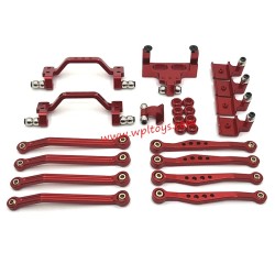 WPL C64 Upgrade Parts Foot Pedal, Tie Rod, Shock Mount, Servo Mount, Tie Rod Holder Red