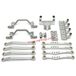 WPL C64 Upgrade Parts Foot Pedal, Tie Rod, Shock Mount, Servo Mount, Tie Rod Holder Silver