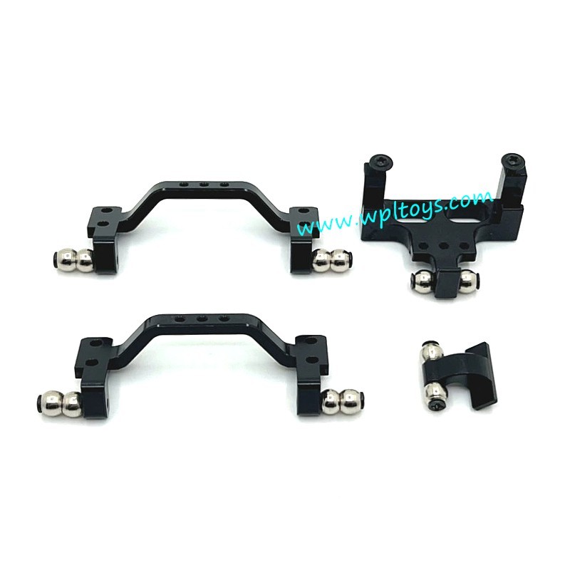 WPL C64 Upgrade Parts Metal Front and Rear Tie Rod Holders, Servo Mount Black