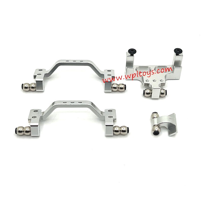 WPL C64 Upgrade Parts Metal Front and Rear Tie Rod Holders, Servo Mount Silver
