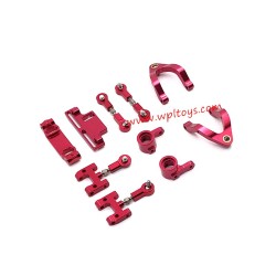 WPL D14 RC Car Upgrade Parts Metal Steering cup, upper/lower swing arm, steering set Red