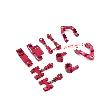 WPL D14 RC Car Upgrade Parts Metal Steering cup, upper/lower swing arm, steering set Red