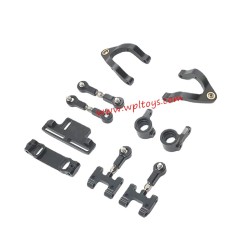 WPL D14 RC Car Upgrade Parts Metal Steering cup, upper/lower swing arm, steering set Black