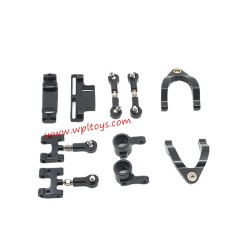 WPL D14 RC Car Upgrade Parts Metal Steering cup, upper/lower swing arm, steering set Black