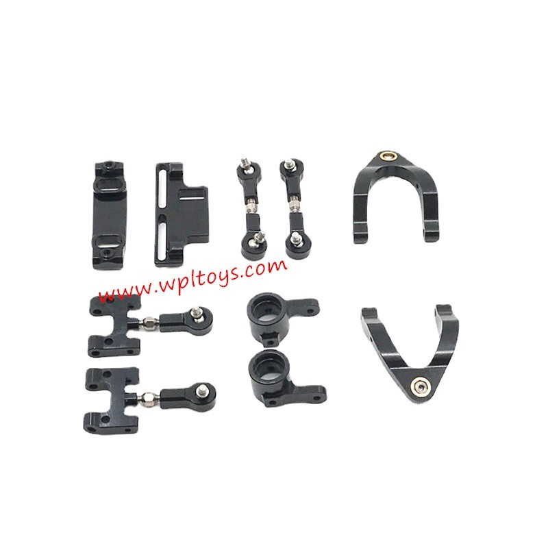 WPL D14 RC Car Upgrade Parts Metal Steering cup, upper/lower swing arm, steering set Black