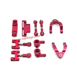 WPL D14 RC Car Upgrade Parts Metal Steering cup, upper/lower swing arm, steering set red
