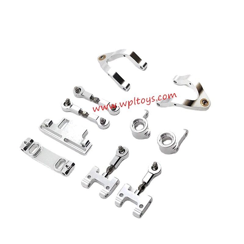WPL D14 RC Car Upgrade Parts Metal Steering cup, upper/lower swing arm, steering set silver