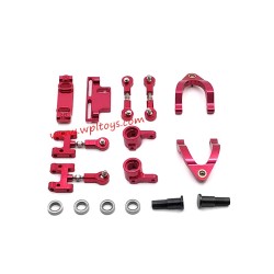 WPL D14 RC Car Upgrades Metal Steering cup, swing arm, steering set red