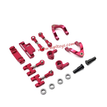 WPL D14 RC Car Upgrades Metal Steering cup, swing arm, steering set red