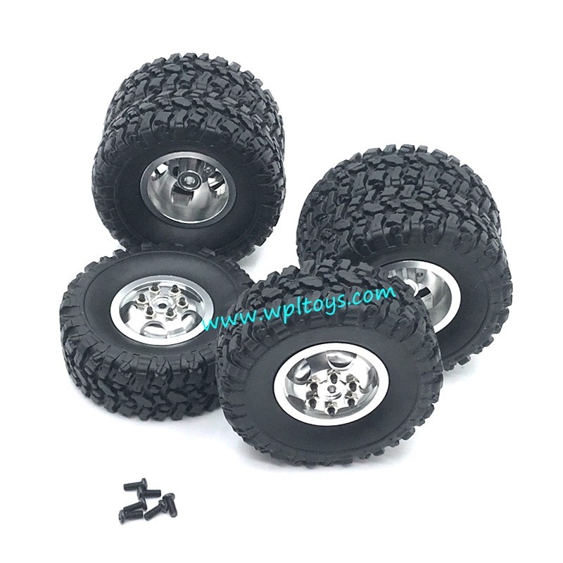 WPL C24 RC Car Upgrades Metal Gravel Wheels Silver