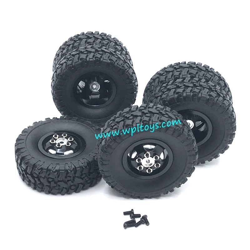 WPL C24 RC Car Upgrades Metal Gravel Wheels black