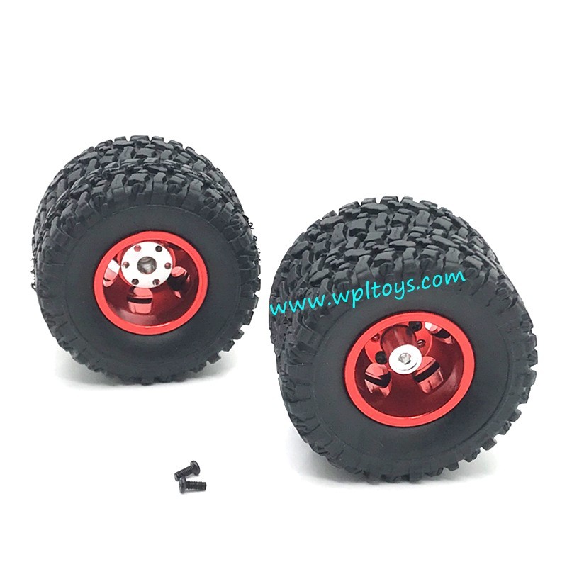 WPL C24 RC Car Upgrade Parts Metal Gravel Wheels red