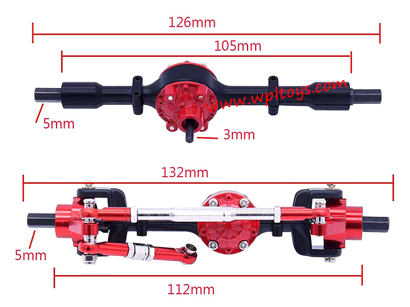 WPL C14 Parts Metal Upgrade Front and Rear Axle Assembly
